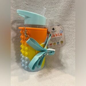 MANNA Kids Bubble Reusable Water Bottle Pop-It Space Theme With Carry Strap